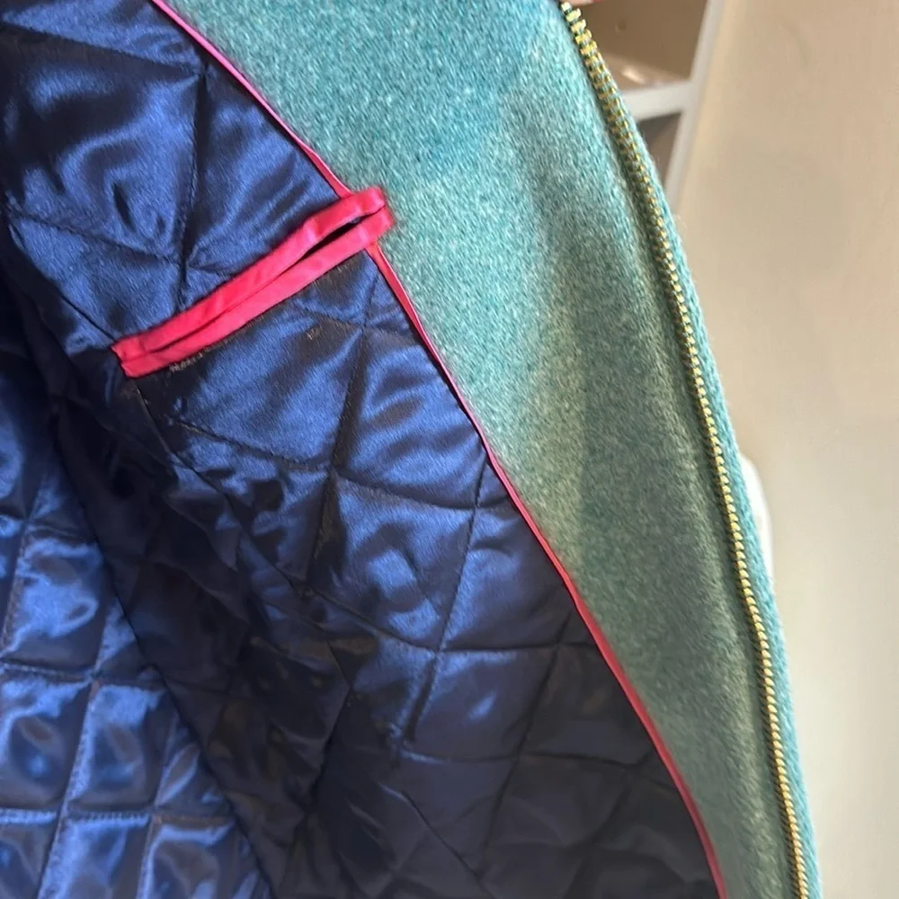 J Crew Italian Stadium Cloth 80% wool green cocoon coat size 2